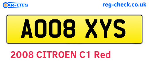 AO08XYS are the vehicle registration plates.