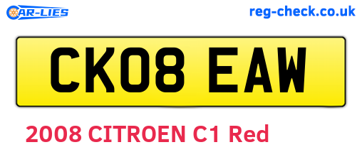 CK08EAW are the vehicle registration plates.