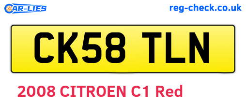 CK58TLN are the vehicle registration plates.