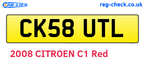 CK58UTL are the vehicle registration plates.