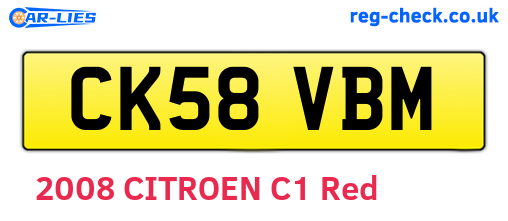 CK58VBM are the vehicle registration plates.