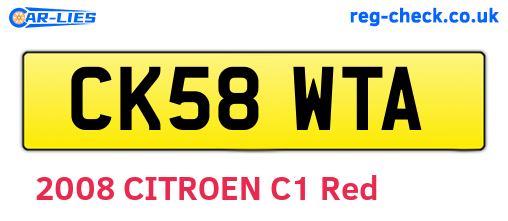 CK58WTA are the vehicle registration plates.