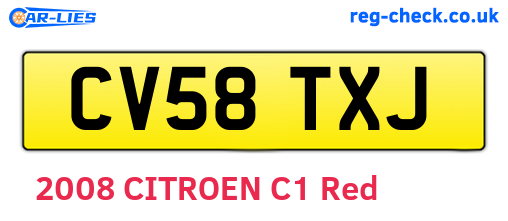 CV58TXJ are the vehicle registration plates.