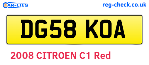DG58KOA are the vehicle registration plates.