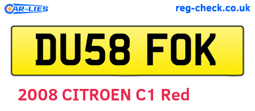 DU58FOK are the vehicle registration plates.