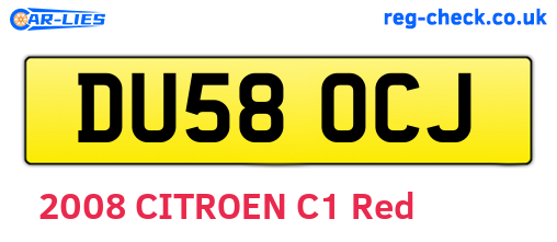DU58OCJ are the vehicle registration plates.