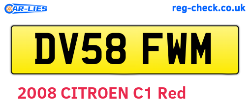 DV58FWM are the vehicle registration plates.
