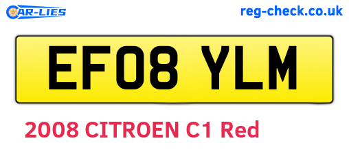 EF08YLM are the vehicle registration plates.