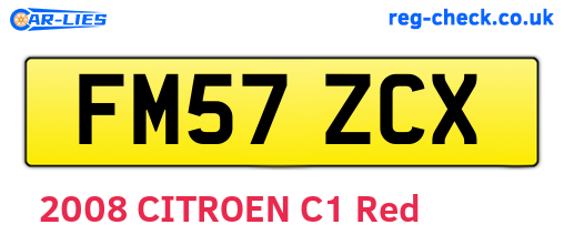 FM57ZCX are the vehicle registration plates.