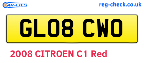 GL08CWO are the vehicle registration plates.