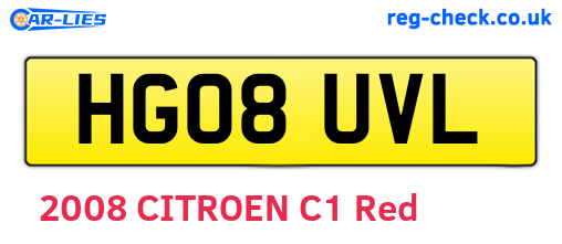 HG08UVL are the vehicle registration plates.
