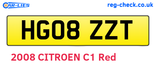 HG08ZZT are the vehicle registration plates.