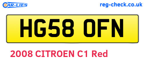 HG58OFN are the vehicle registration plates.