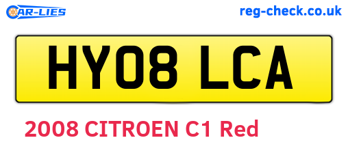 HY08LCA are the vehicle registration plates.