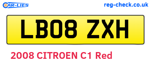 LB08ZXH are the vehicle registration plates.