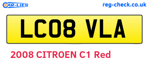 LC08VLA are the vehicle registration plates.