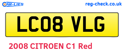 LC08VLG are the vehicle registration plates.