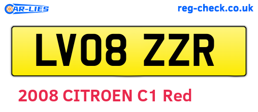 LV08ZZR are the vehicle registration plates.