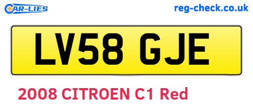 LV58GJE are the vehicle registration plates.