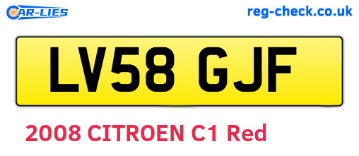 LV58GJF are the vehicle registration plates.