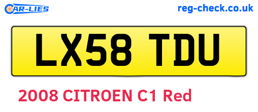 LX58TDU are the vehicle registration plates.
