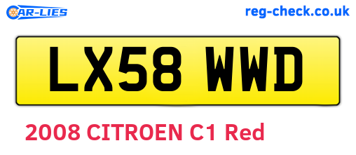 LX58WWD are the vehicle registration plates.