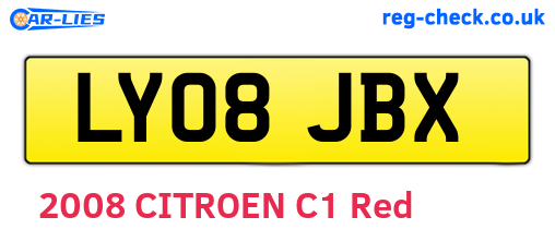 LY08JBX are the vehicle registration plates.