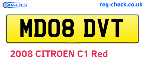 MD08DVT are the vehicle registration plates.