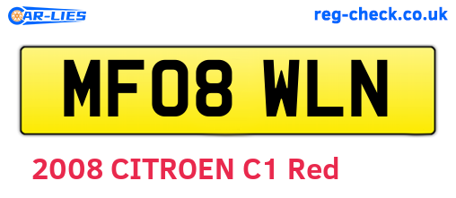 MF08WLN are the vehicle registration plates.
