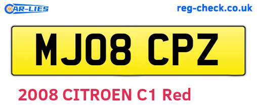 MJ08CPZ are the vehicle registration plates.