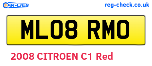 ML08RMO are the vehicle registration plates.