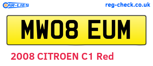 MW08EUM are the vehicle registration plates.