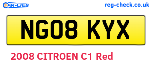 NG08KYX are the vehicle registration plates.