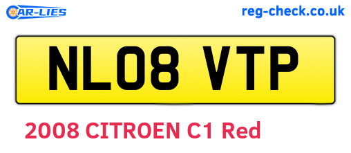 NL08VTP are the vehicle registration plates.