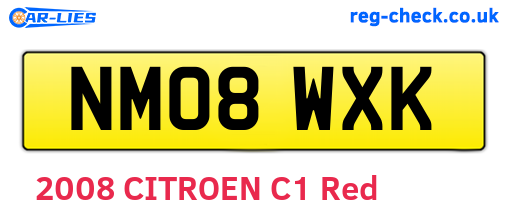 NM08WXK are the vehicle registration plates.
