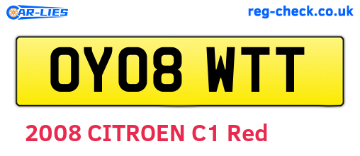 OY08WTT are the vehicle registration plates.