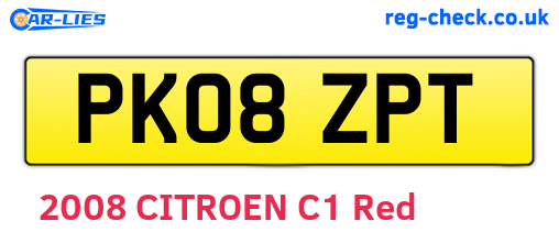 PK08ZPT are the vehicle registration plates.