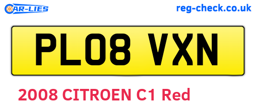 PL08VXN are the vehicle registration plates.
