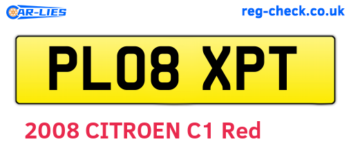 PL08XPT are the vehicle registration plates.
