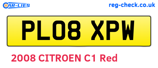 PL08XPW are the vehicle registration plates.