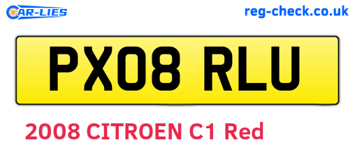 PX08RLU are the vehicle registration plates.