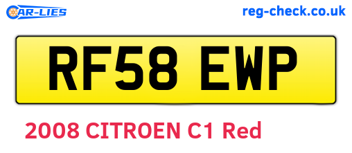 RF58EWP are the vehicle registration plates.