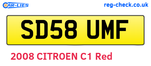 SD58UMF are the vehicle registration plates.