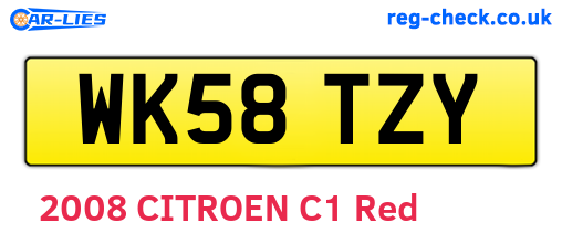 WK58TZY are the vehicle registration plates.