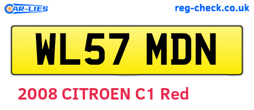 WL57MDN are the vehicle registration plates.