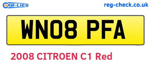 WN08PFA are the vehicle registration plates.