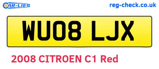 WU08LJX are the vehicle registration plates.
