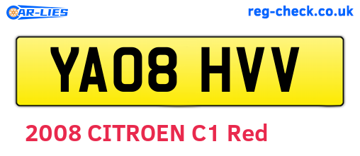 YA08HVV are the vehicle registration plates.