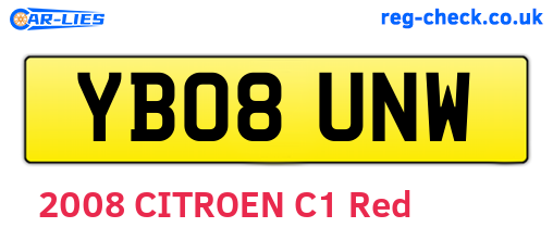 YB08UNW are the vehicle registration plates.