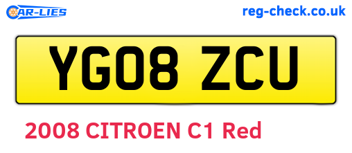 YG08ZCU are the vehicle registration plates.